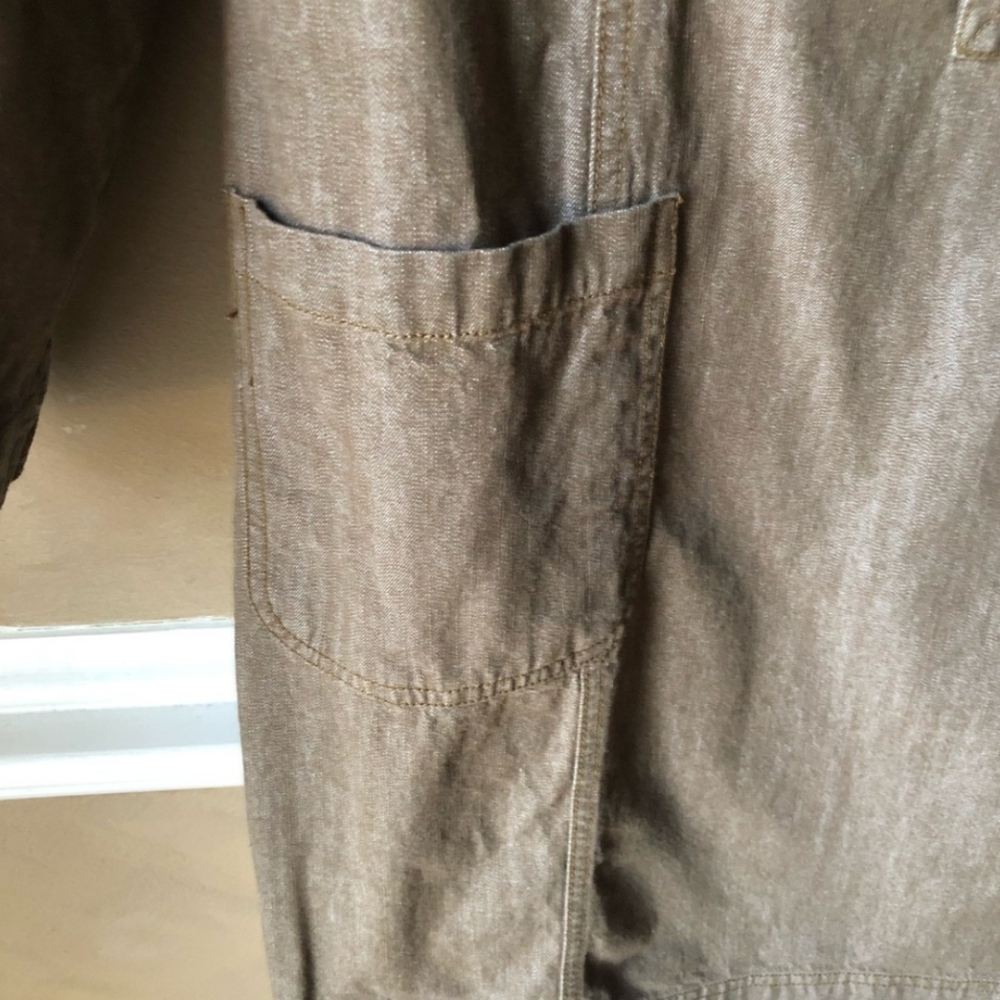 EUC Boden olive/brown long-sleeve denim shift dress w/button front - Picture 5 of 8